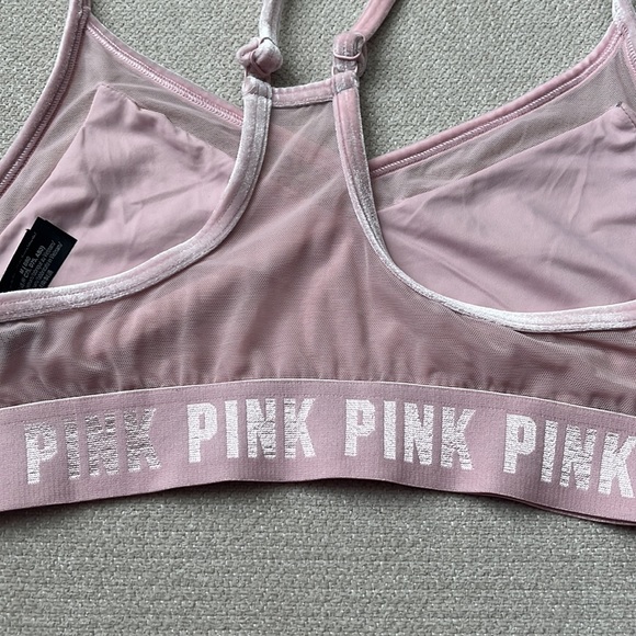 Victoria secret Pink sports bra medium barbie pink velvet mesh - Picture 5 of 5